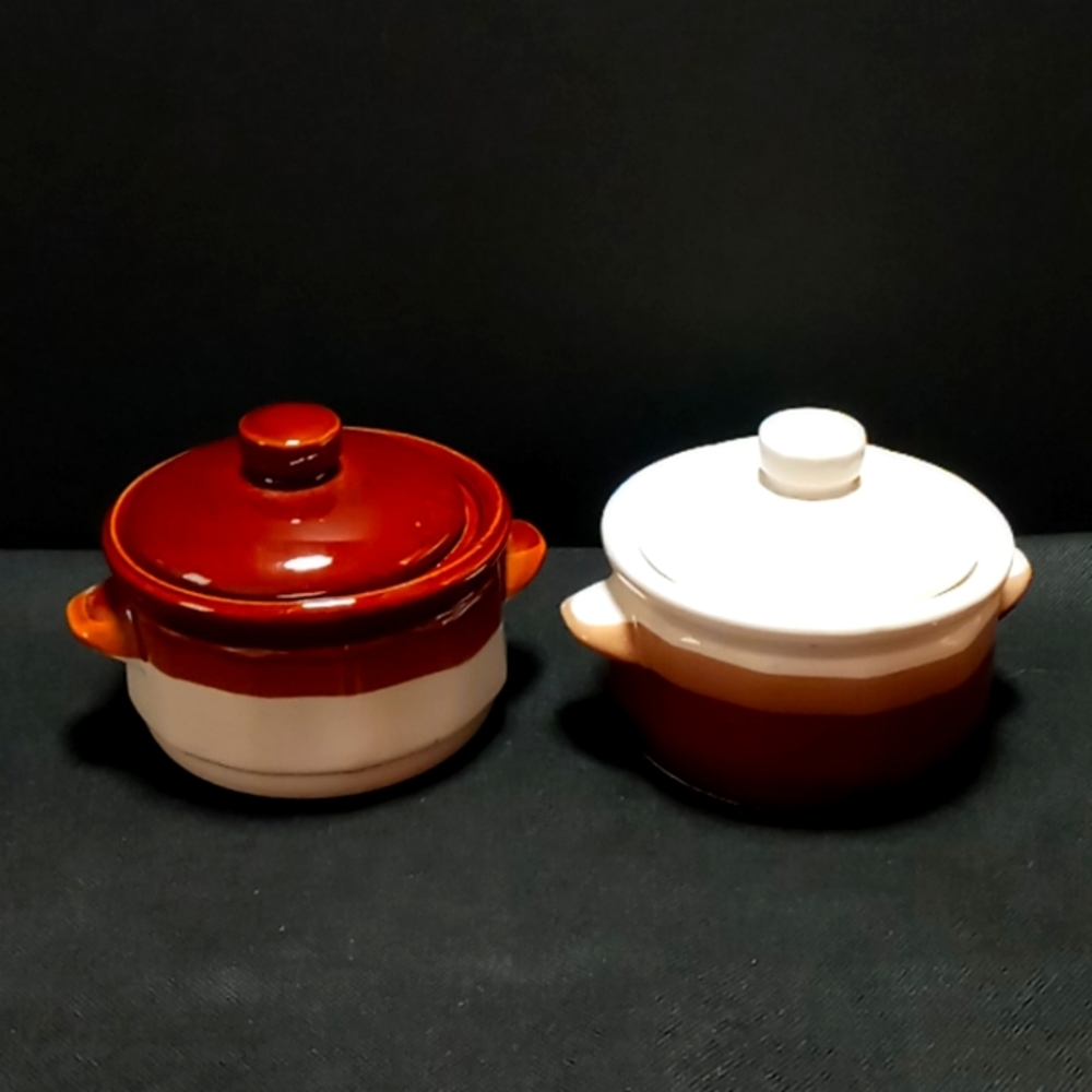 Vintage Bean Bowls with Lids by Mount Clements Pottery